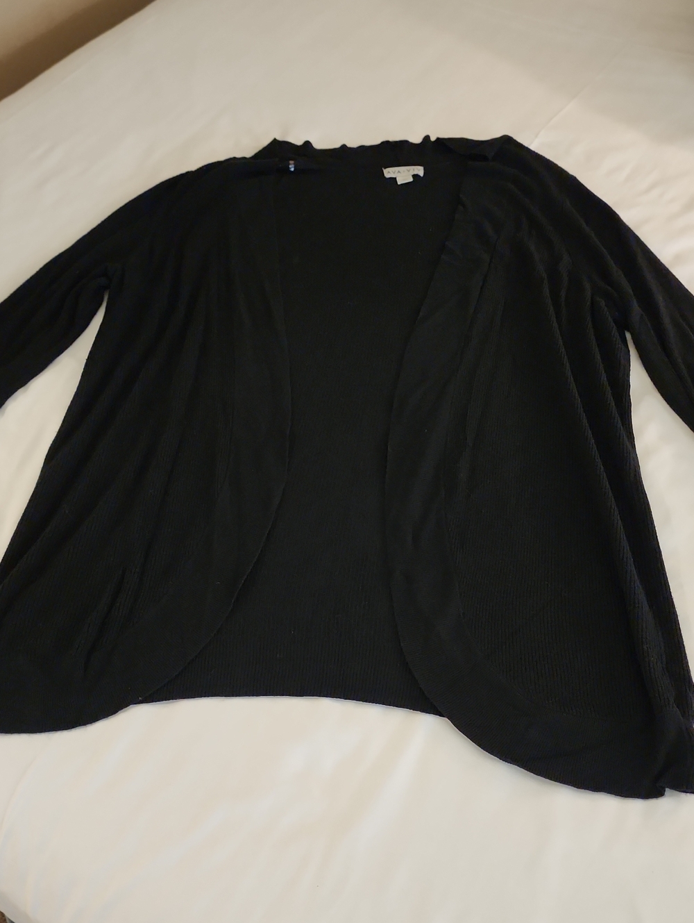 Ava & Viv Black Open-Front Lightweight Cardigan